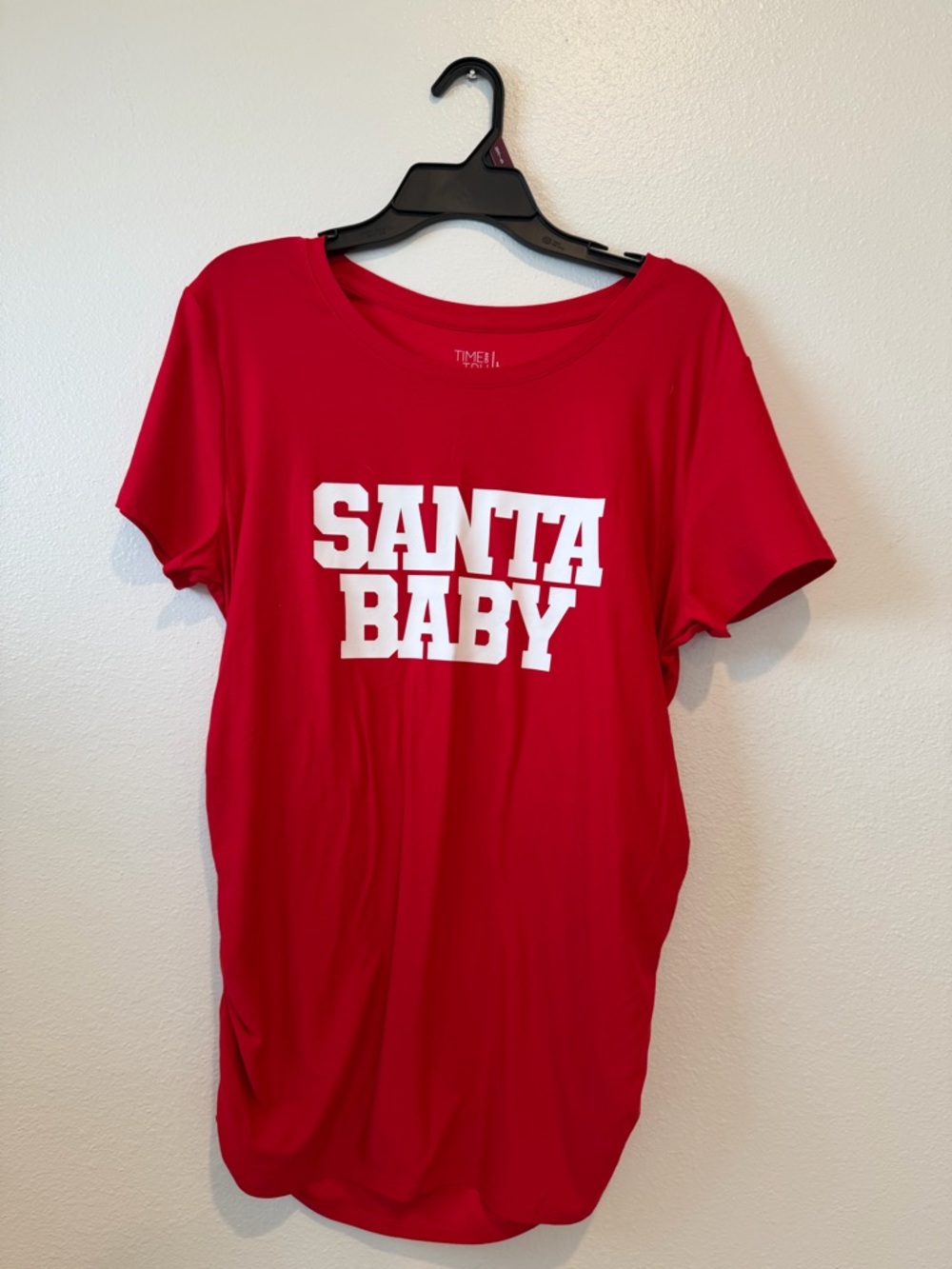 Time and Tru Red Maternity Tee with White Print